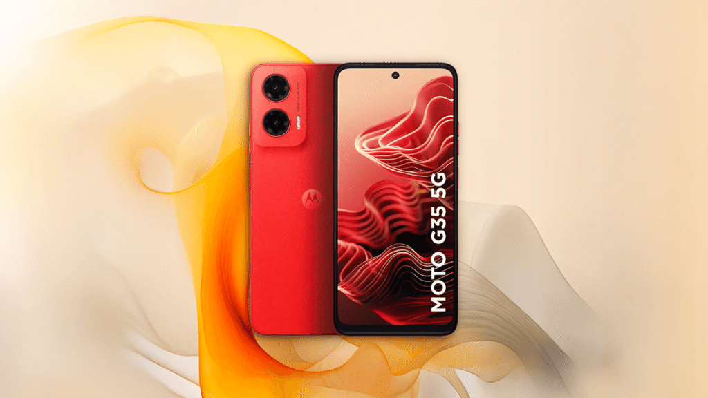Imagem do Motorola Moto G35 5G em destaque, combinando design moderno com desempenho equilibrado e conectividade 5G para quem busca mais por menos em 2025.